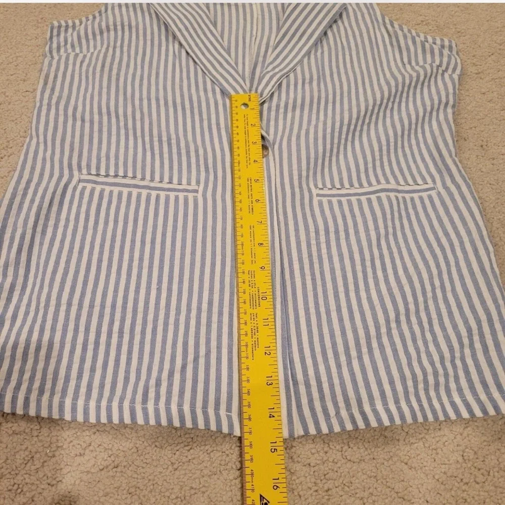 Light Blue Seersucker Striped Vest, L - Picture 4 of 7